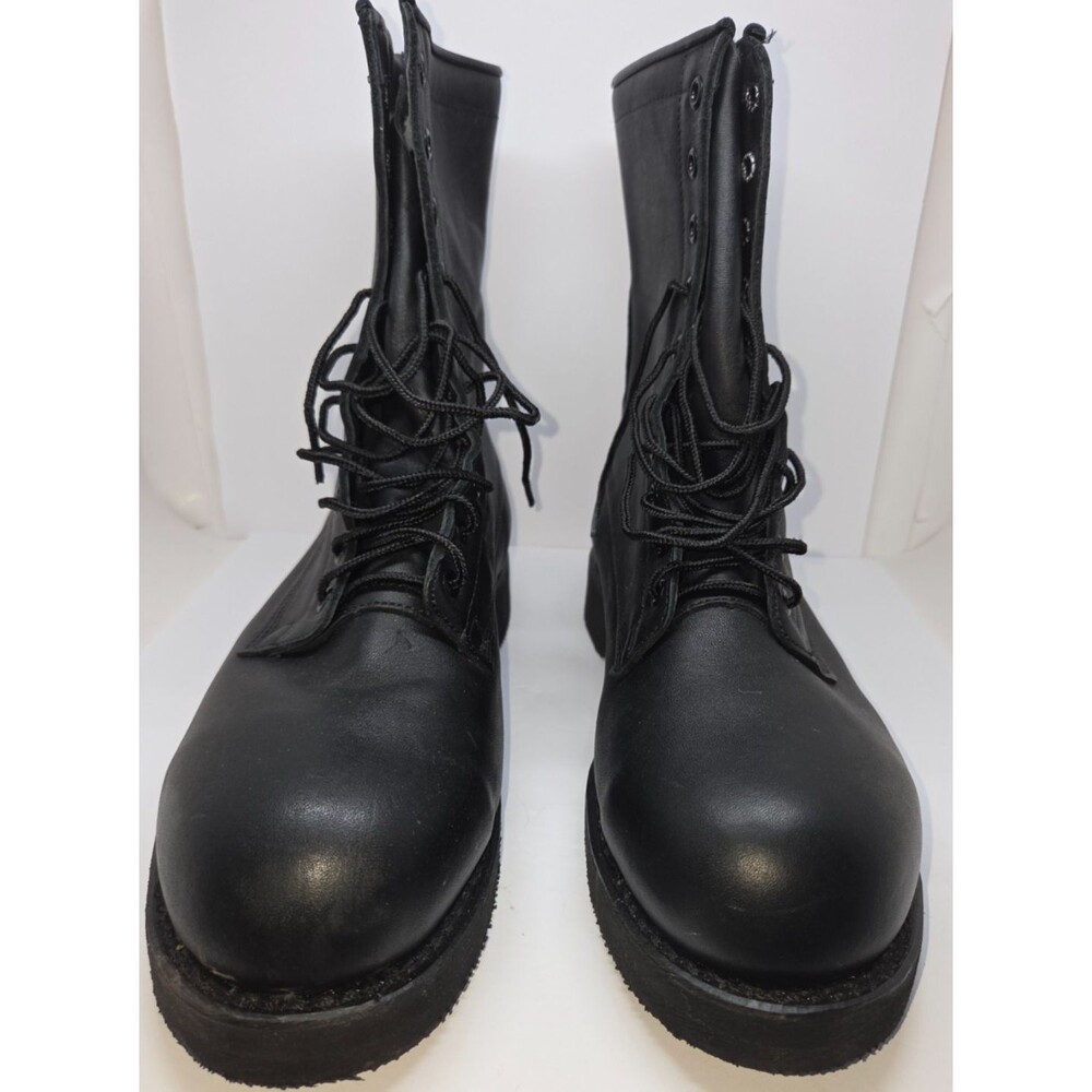 Boots Men Leather Steel Toe Combat military 9.5W Black Addison Shoe Co